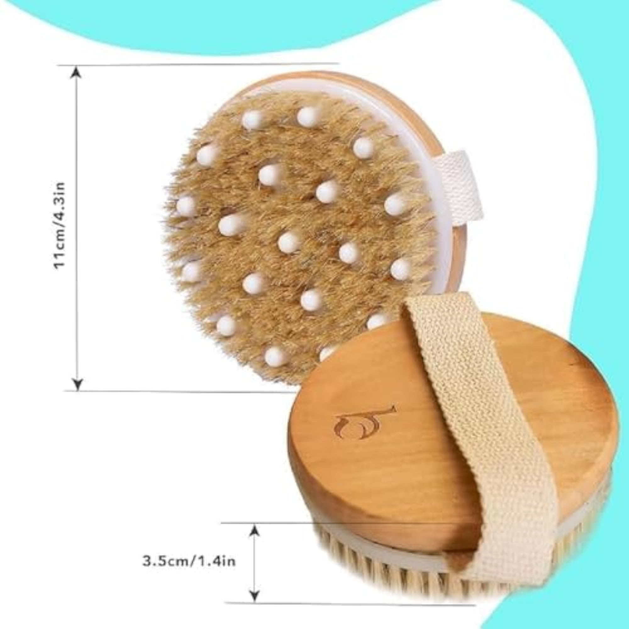 Round Wooden Body Brush with Hand Strap